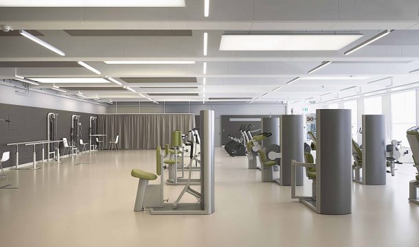 modern health and rehabilitation center with workout device