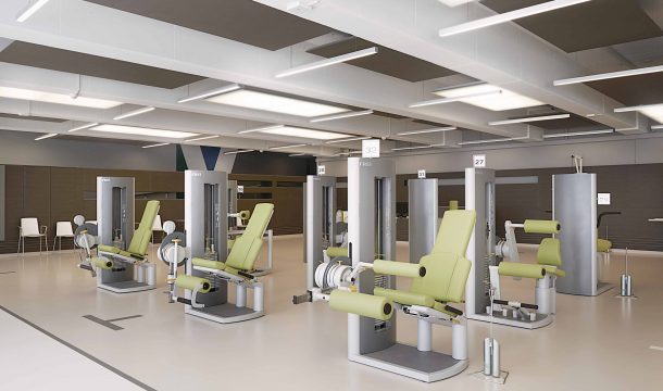 modern health and rehabilitation center with workout device