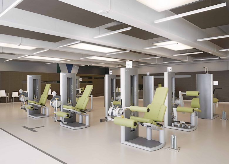 modern health and rehabilitation center with workout device