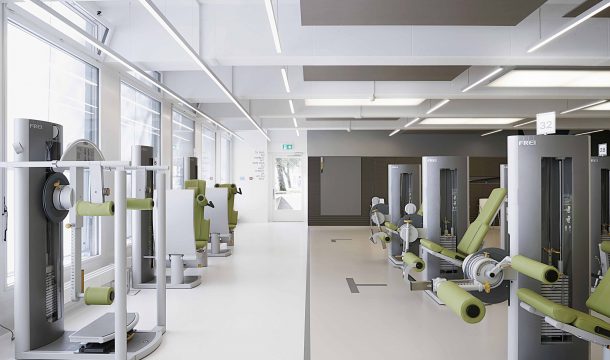 modern health and rehabilitation center with workout device