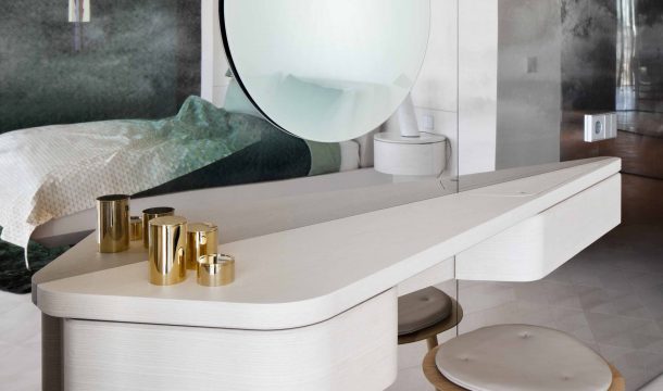 dressing table in a modern apartment with modern interior in almaty