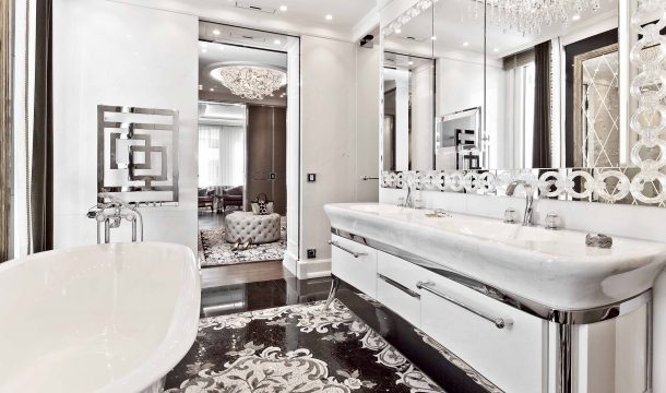 Master bathroom of a luxurious city apartment