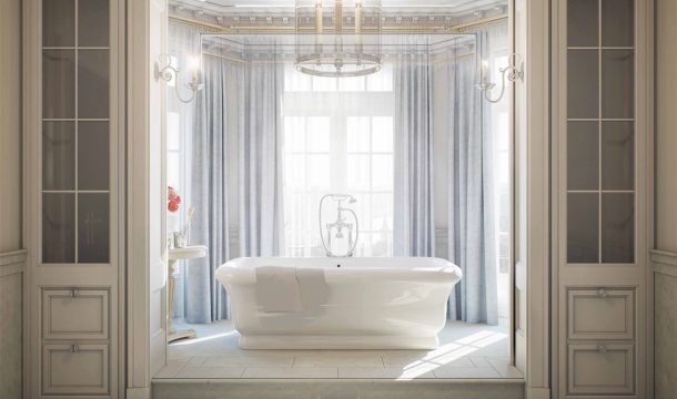 Bathroom in the Ralph Lauren Mansion in Moscow, interior rendering