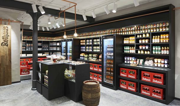 store for fan merchandising articles in traditional brewery